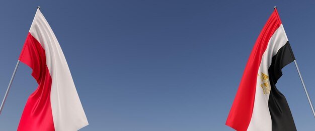 flags poland egypt flagpoles side flags blue background place text warsaw polish cairo africa commonwealth 3d illustration 630687 310